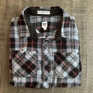 Junk Food Women's Long Sleeve Button Down‎ Blue Plaid Shirt Flannel Size XS